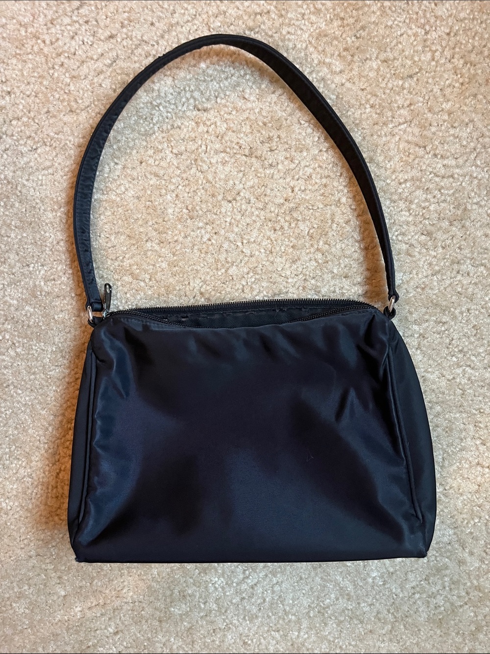 Kate Spade New York Black Nylon Shoulder Bag Y2K Minimalist Baguette Purse - Picture 4 of 7
